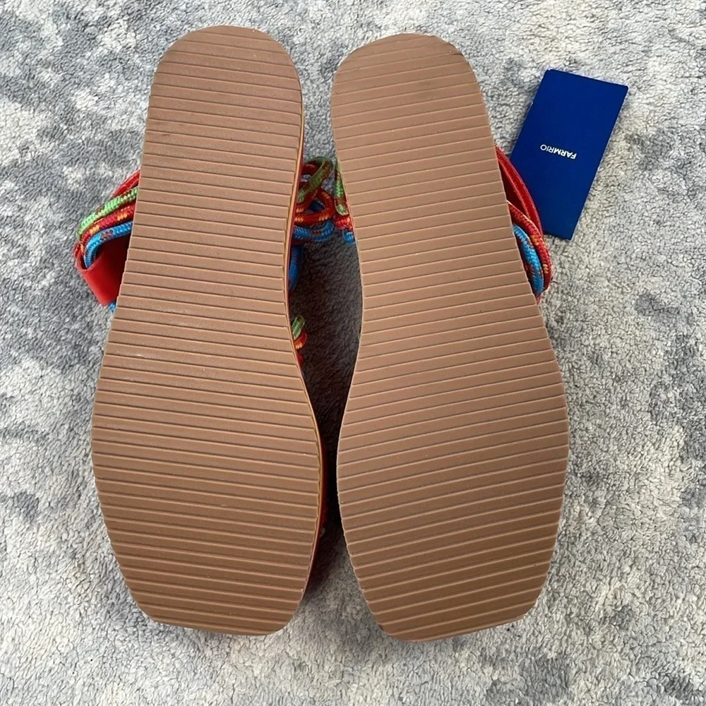 New Farm Rio Tropical Platform Sandal Multicolor Rope Strappy Sz 12